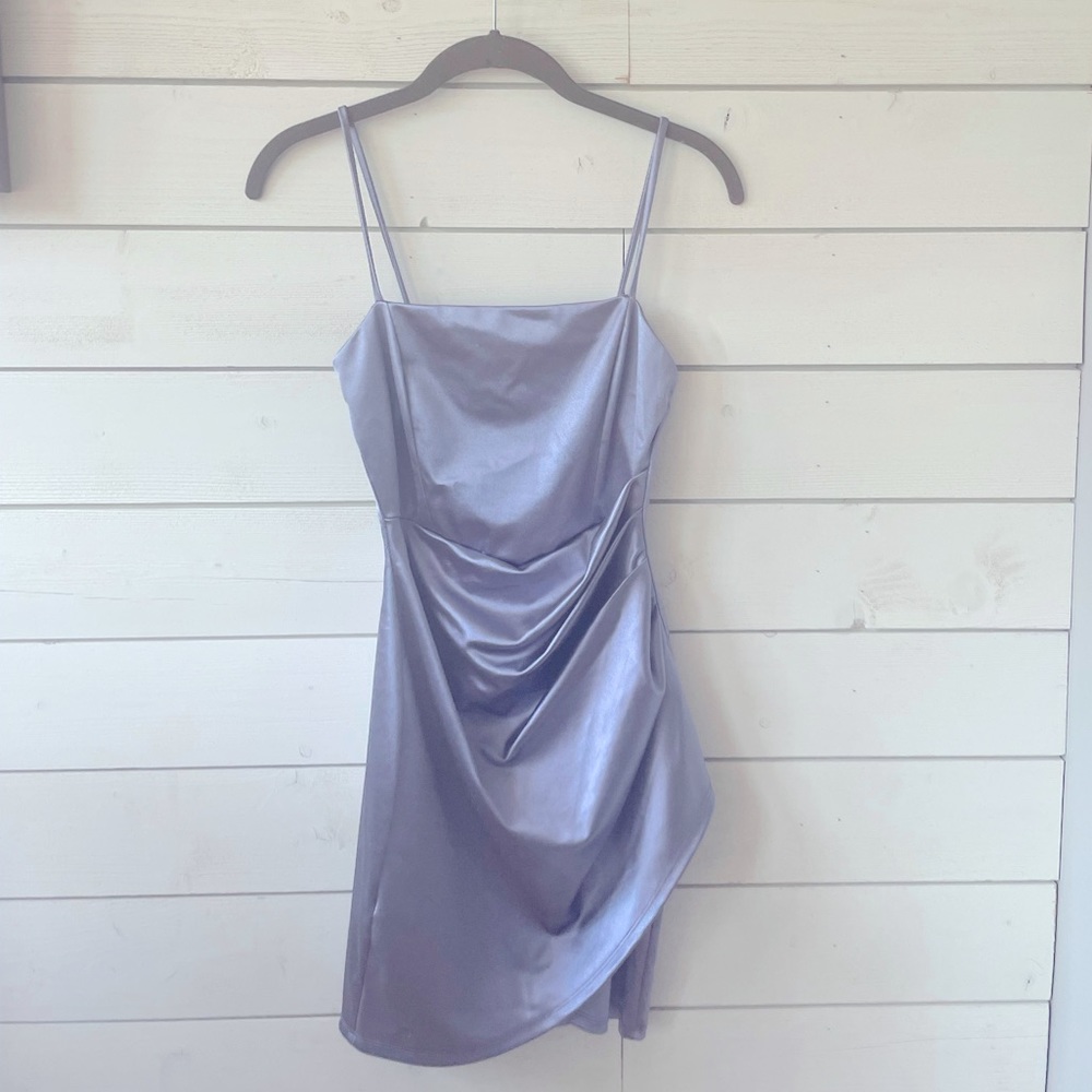 Windsor wrapped in satin stylish mini dress purple